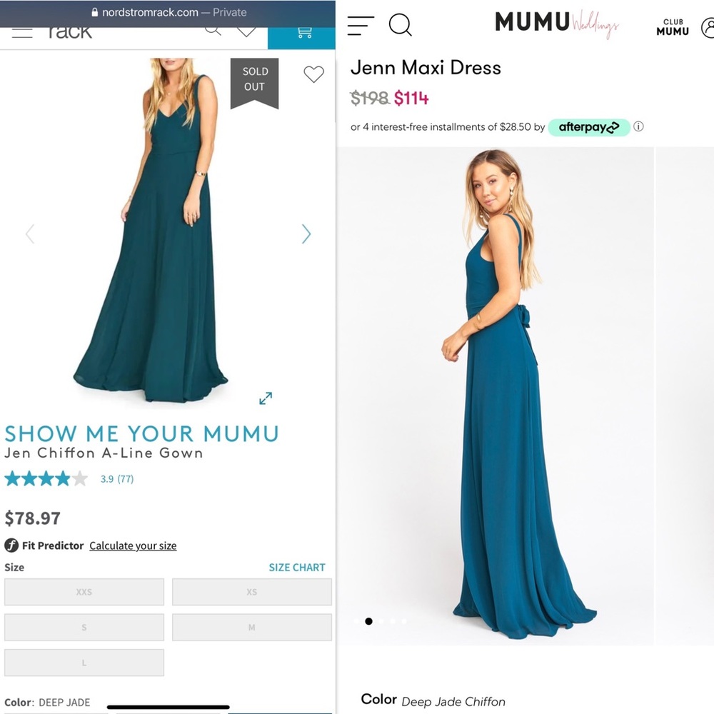 NWOT! SMYM Jenn Maxi Deep Jade Chiffon - Picture 2 of 12